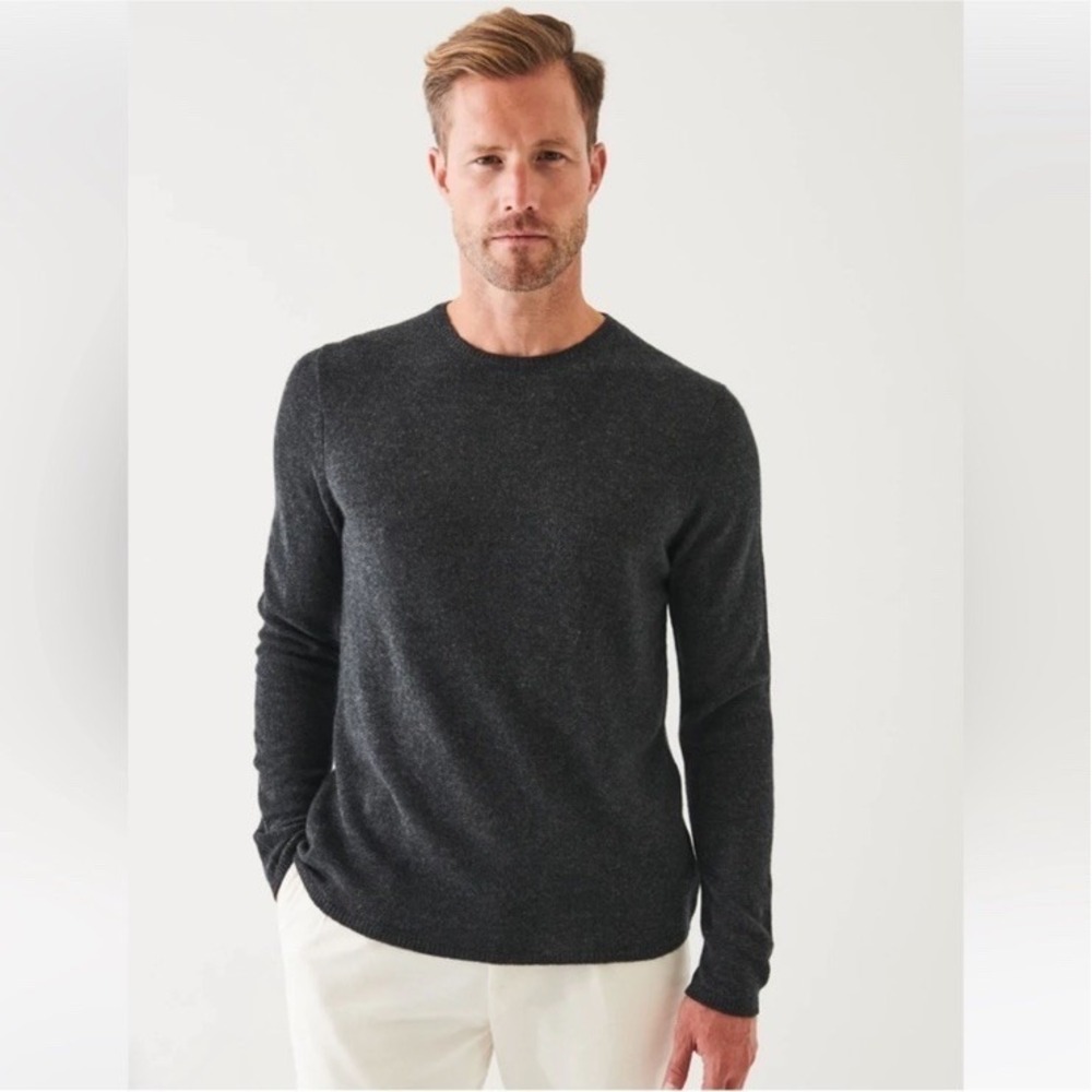 Patrick Assaraf Men's Medium 100% Merino Wool Base Layer Crewneck Sweater‎ Gray